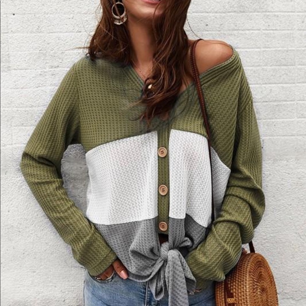 Waffle knit lightweight top